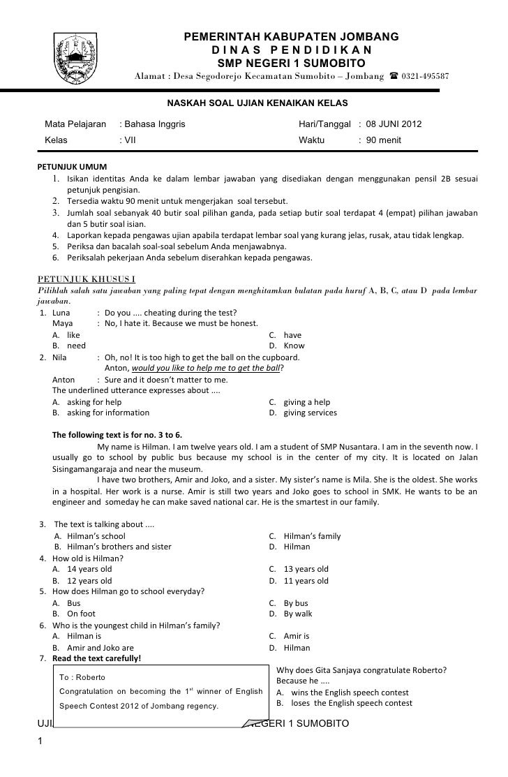 Soal Bahasa Inggris Kelas 7 Semester 2 Dalchaebi Soal Bahasa Inggris Kelas 7 Semester 2 Dalchaebi