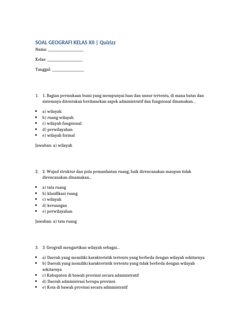 5 Contoh Soal Essay Geografi Kelas XII Semester 2 yang Wajib Kamu Kuasai Sebelum Ujian
