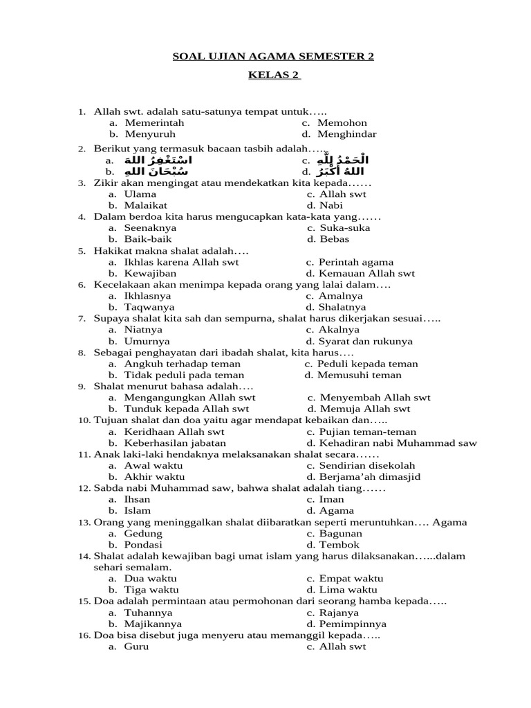 5 Fakta Mengejutkan Soal Agama Kelas 2 Semester 2 yang Wajib Tahu Sebelum Ulangan