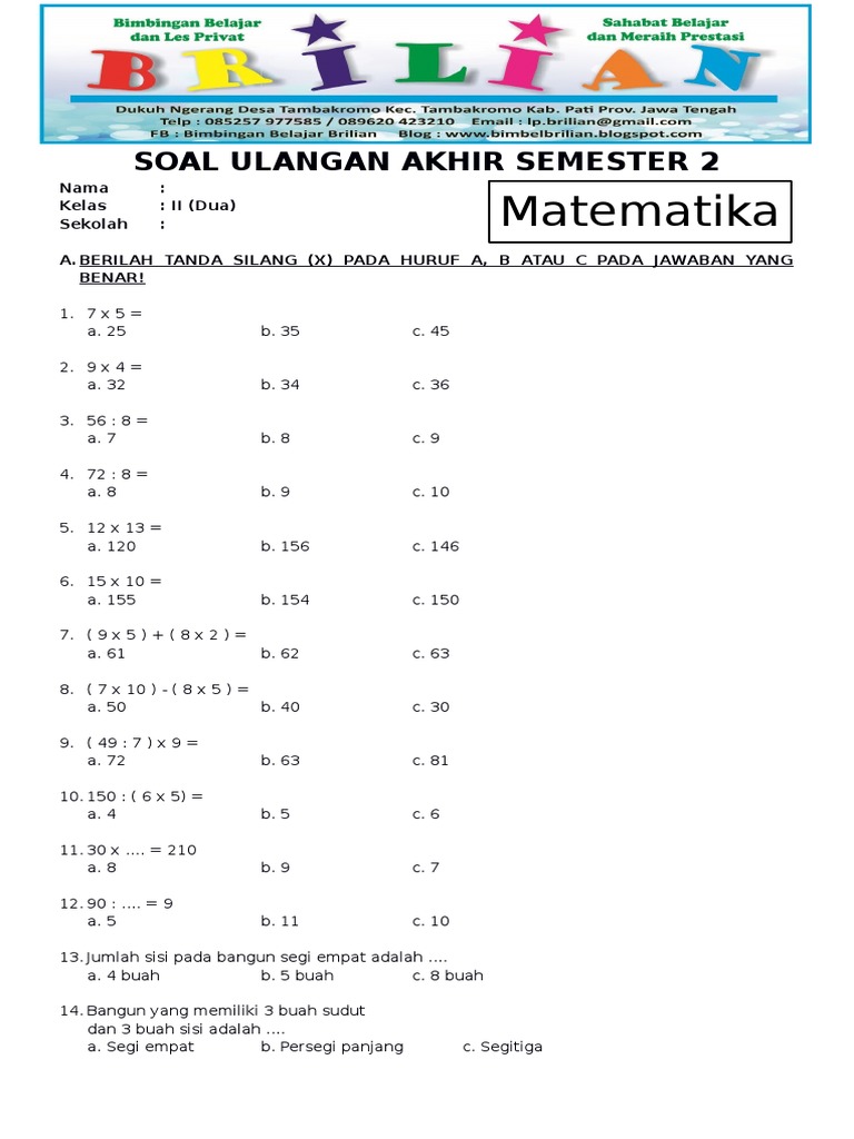 5 Fakta Mengejutkan Soal UTS Matematika Kelas 4 Semester 2 yang Wajib Diketahui Orang Tua