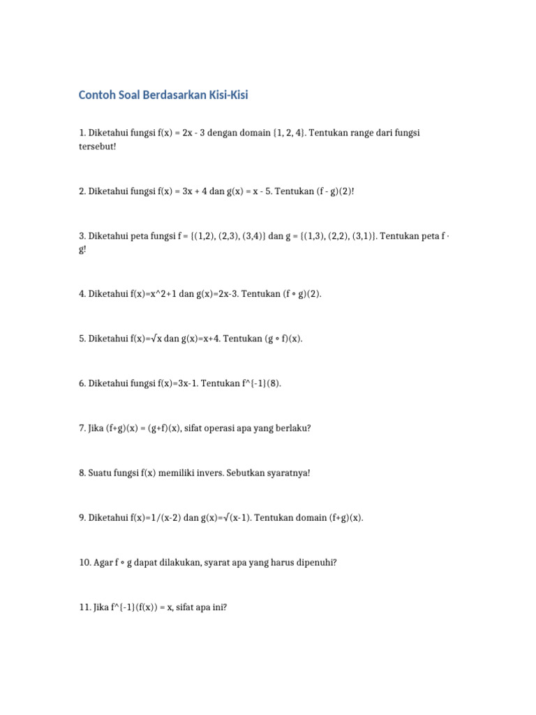 Contoh Soal Kisi Kisi PDF