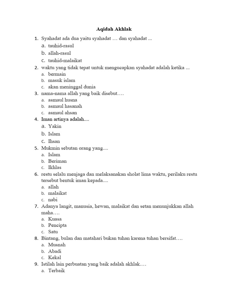 7 Ide Lomba Maulid Nabi Kuatkan soal akidah dan akhlak kelas 1 samapai kelas 4 mda 7 Ide Lomba Maulid Nabi Kuatkan soal akidah dan akhlak kelas 1 samapai kelas 4 mda