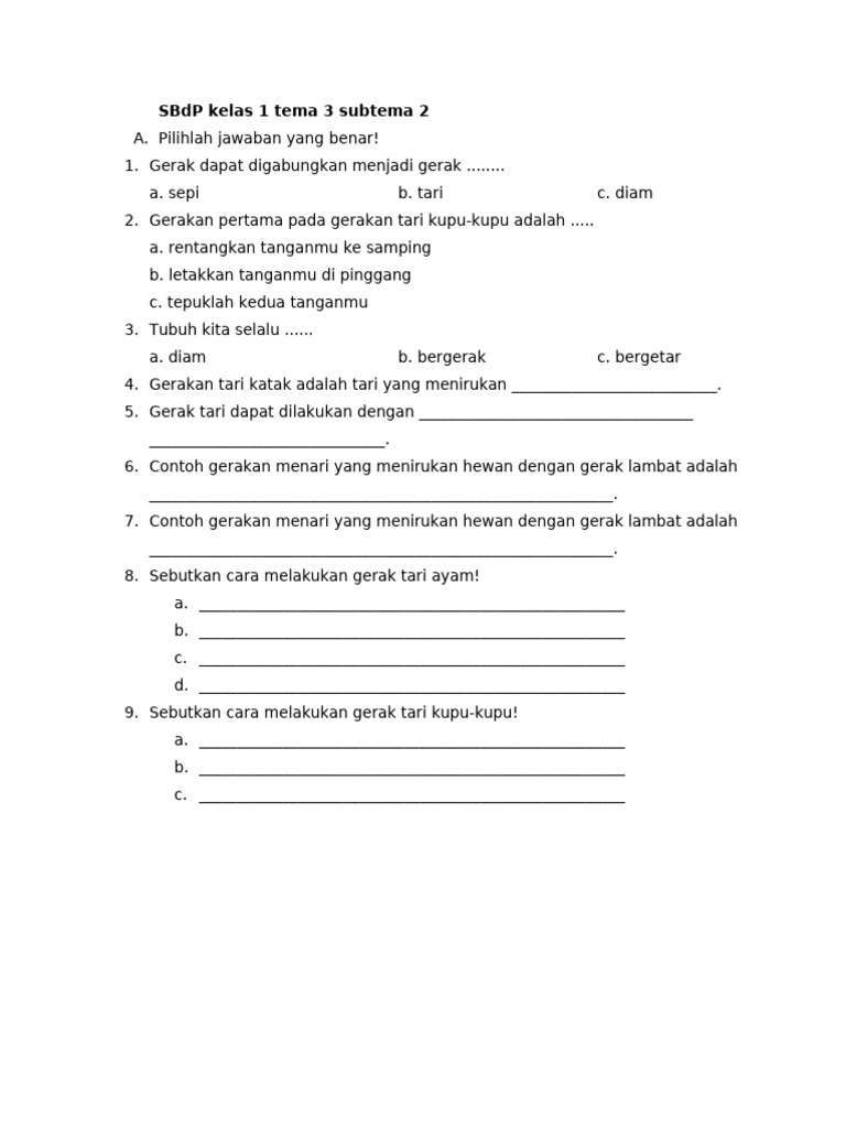 7 Rahasia Belajar Cepat dengan Contoh Soal Kelas 1 Tema 3 Subtema 2 yang Wajib Tahu