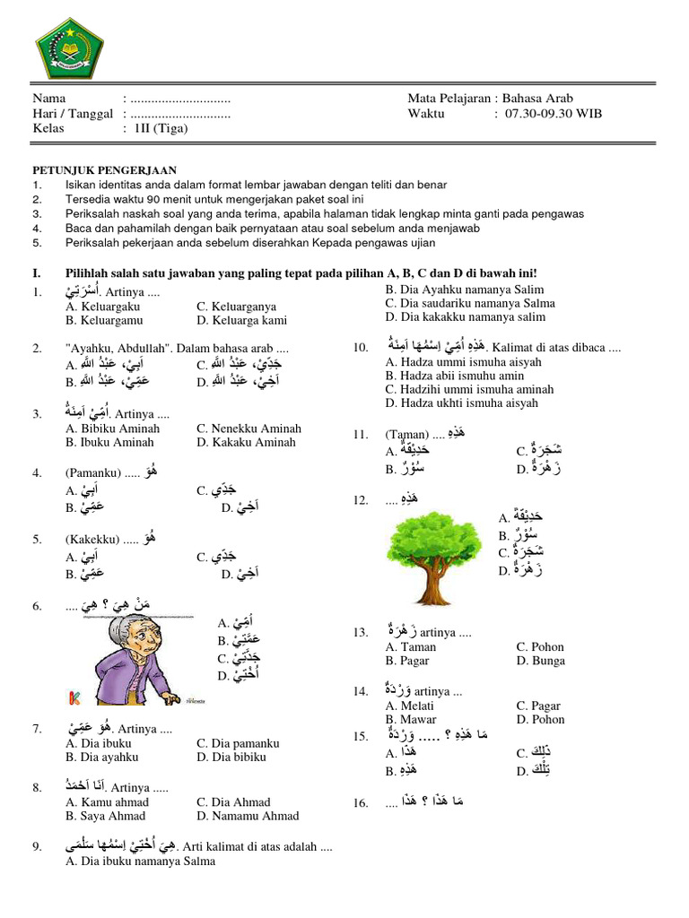 7 Rahasia Soal Bahasa ArabMI Kelas 3 Semester 2 yang Selama Ini Salah Dipahami