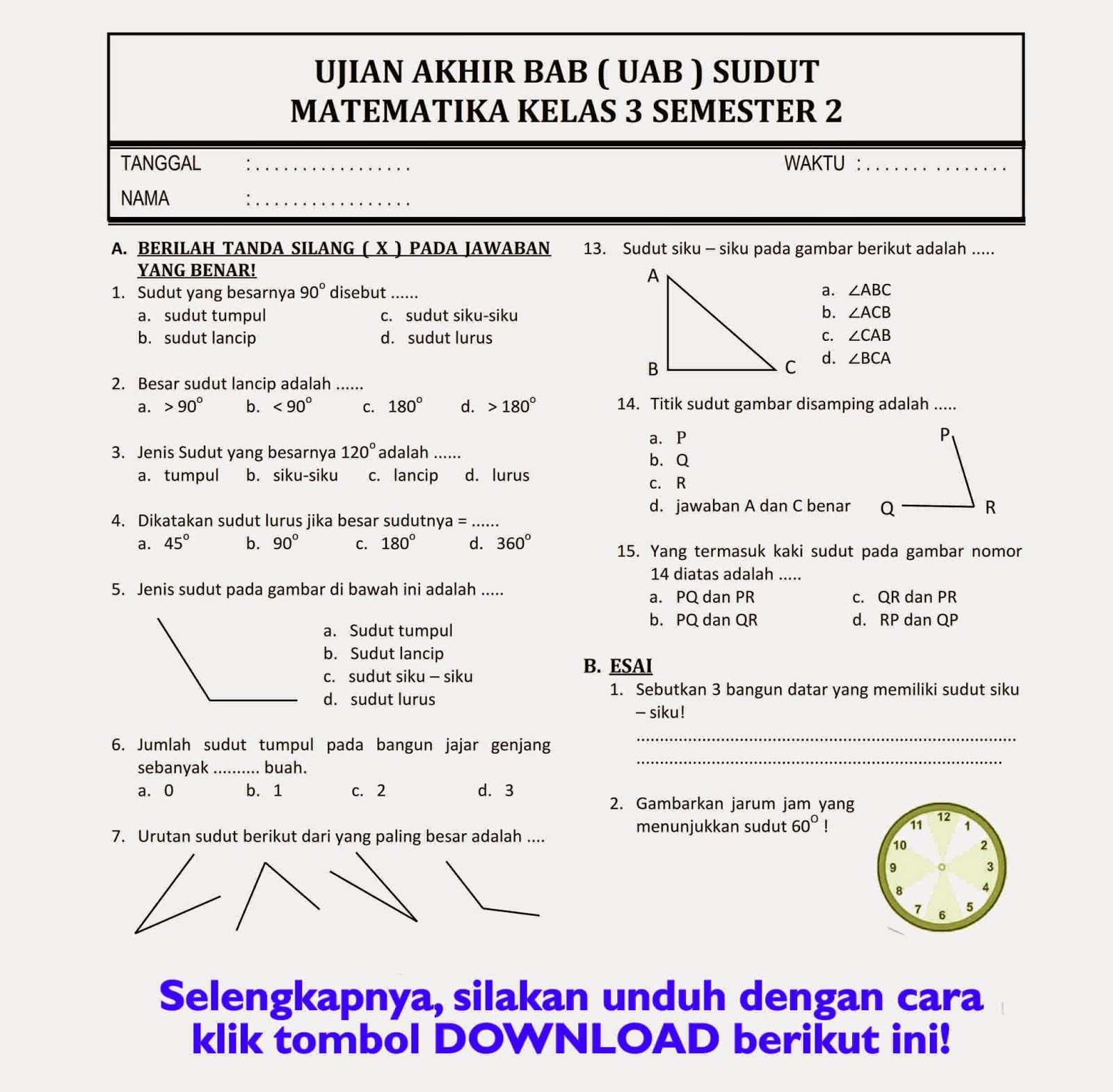 Soal Kelas 3 Semester 2 Matematika Dalchaebi