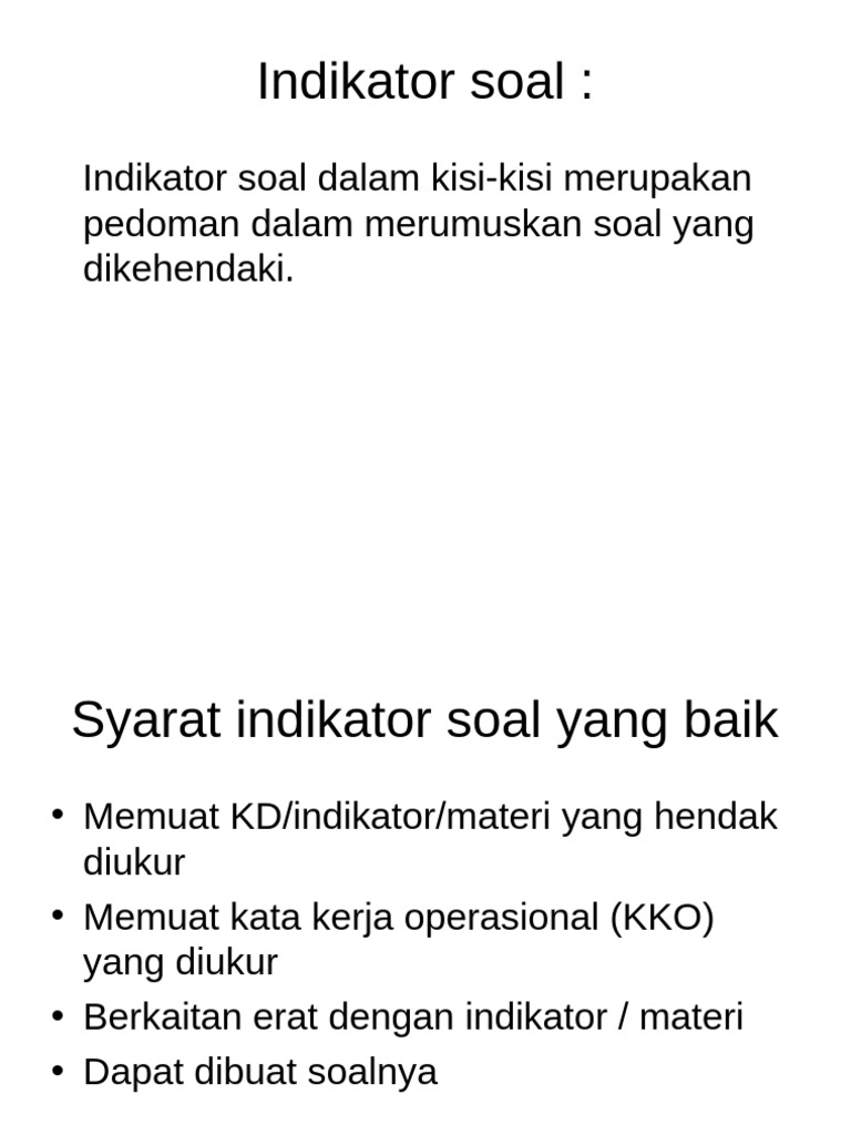 Contoh Indikator Soal Pendidikan PDF Contoh Indikator Soal Pendidikan PDF