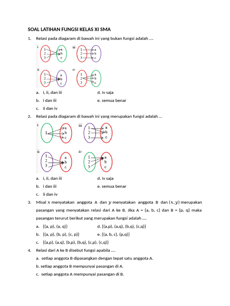 Soal Latihan Fungsi Kelas Xi Sma PDF