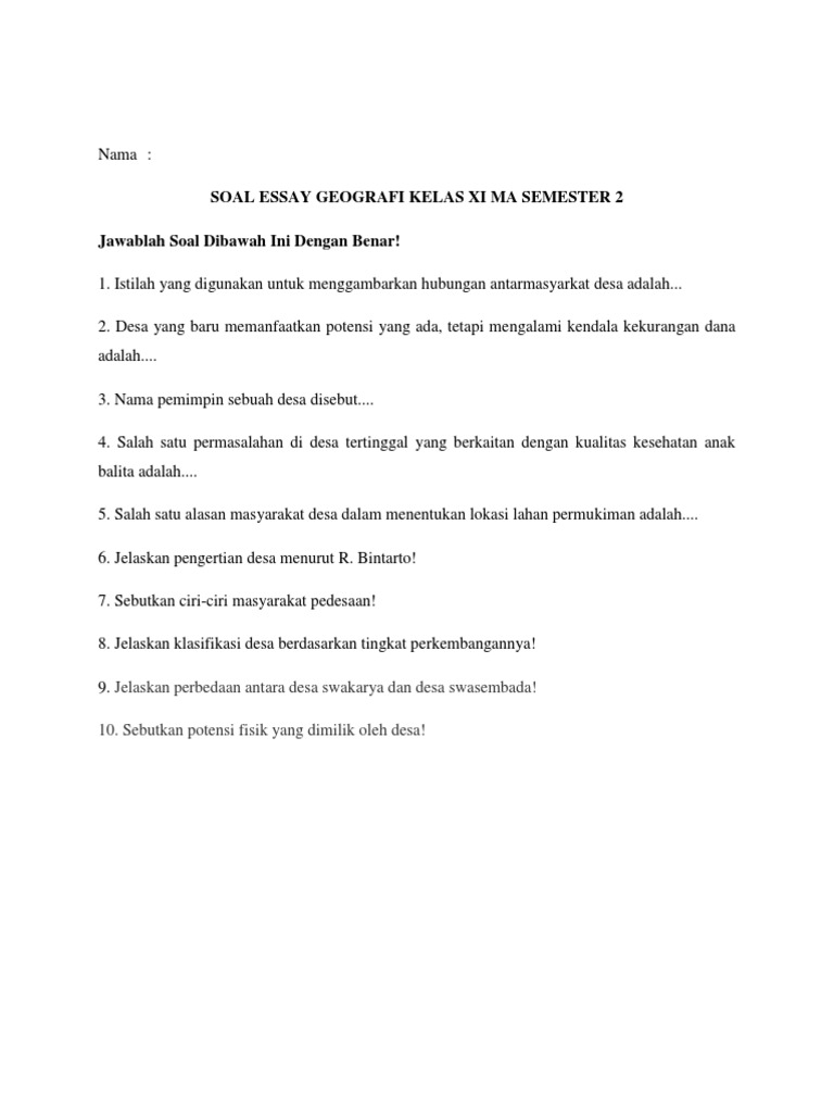 Inilah 7 Contoh Soal Essay Geografi Kelas 11 IPS Sem 2 yang Wajib Kamu Pelajari Sebelum Ulangan Akhir Semester 2026