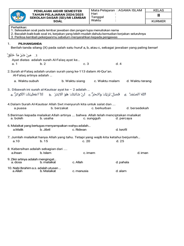 Rahasia Lulus Nilai Sempurna Soal Agama Islam UKK SD Kelas 2 Semester 2 K13 Terbaru Rahasia Lulus Nilai Sempurna Soal Agama Islam UKK SD Kelas 2 Semester 2 K13 Terbaru