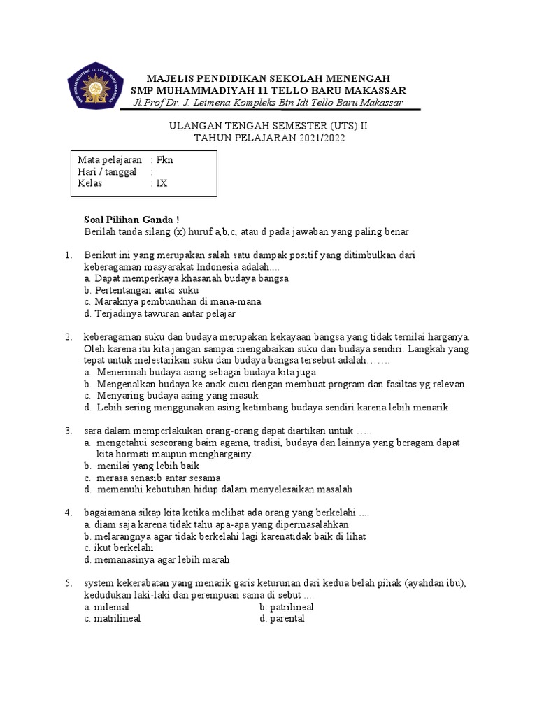 Rahasia Lulus Nilai Sempurna dengan Kumpulan Soal UTS Kelas 9 Semester 2 Tahun 2018