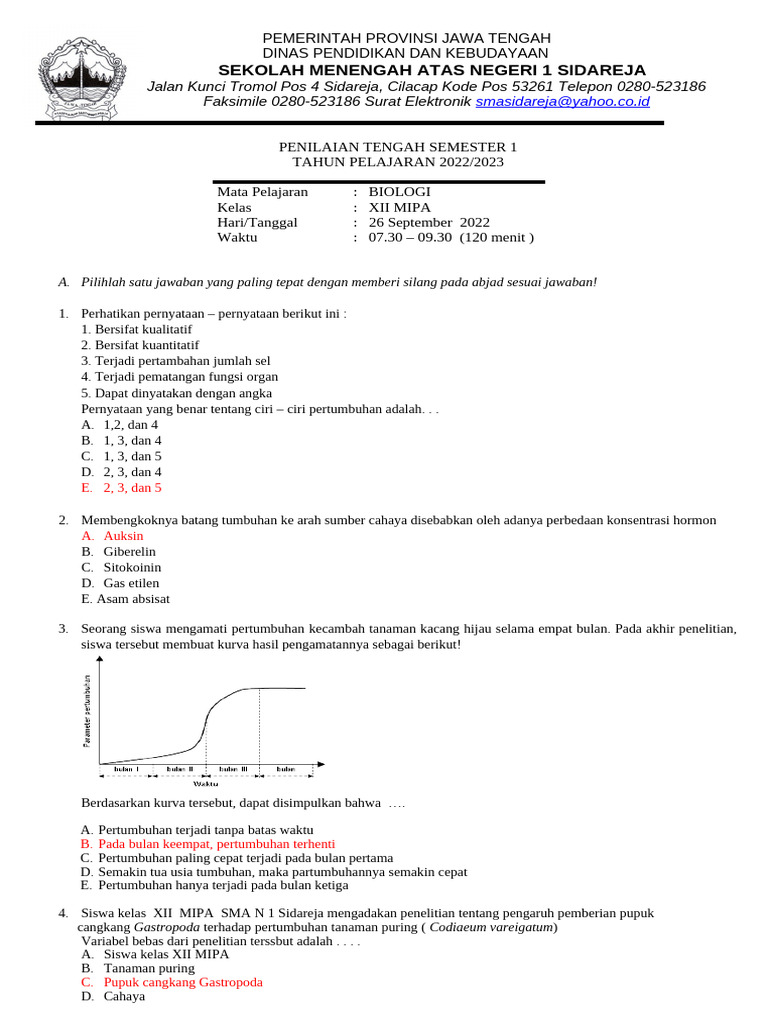 Ternyata Begini Contoh Kosi Penulis Soal Biologi Kelas XII Semester 1 yang Paling Akurat Ternyata Begini Contoh Kosi Penulis Soal Biologi Kelas XII Semester 1 yang Paling Akurat
