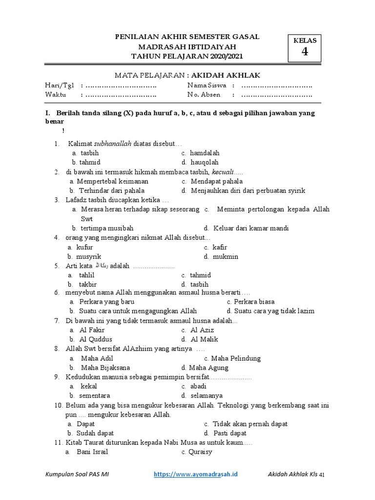 Terungkap 7 Tips Jitu Menghadapi Soal Akidah Akhlak MI Kelas 4 SMT 2