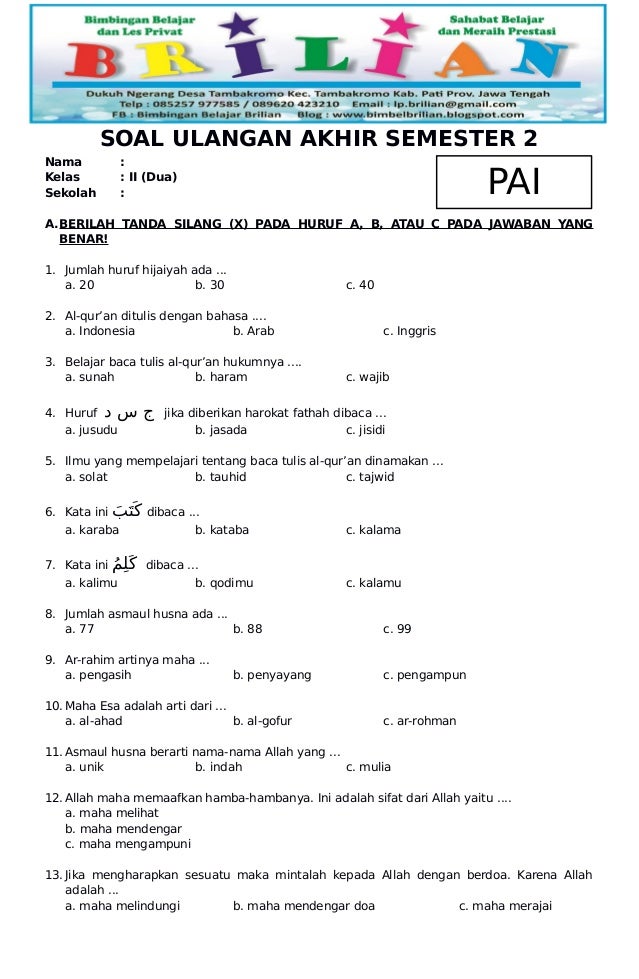 Wajib Tahu! 5 Contoh Soal Essay PAI Kelas 2 Semester Genap yang Sering Muncul di LKS