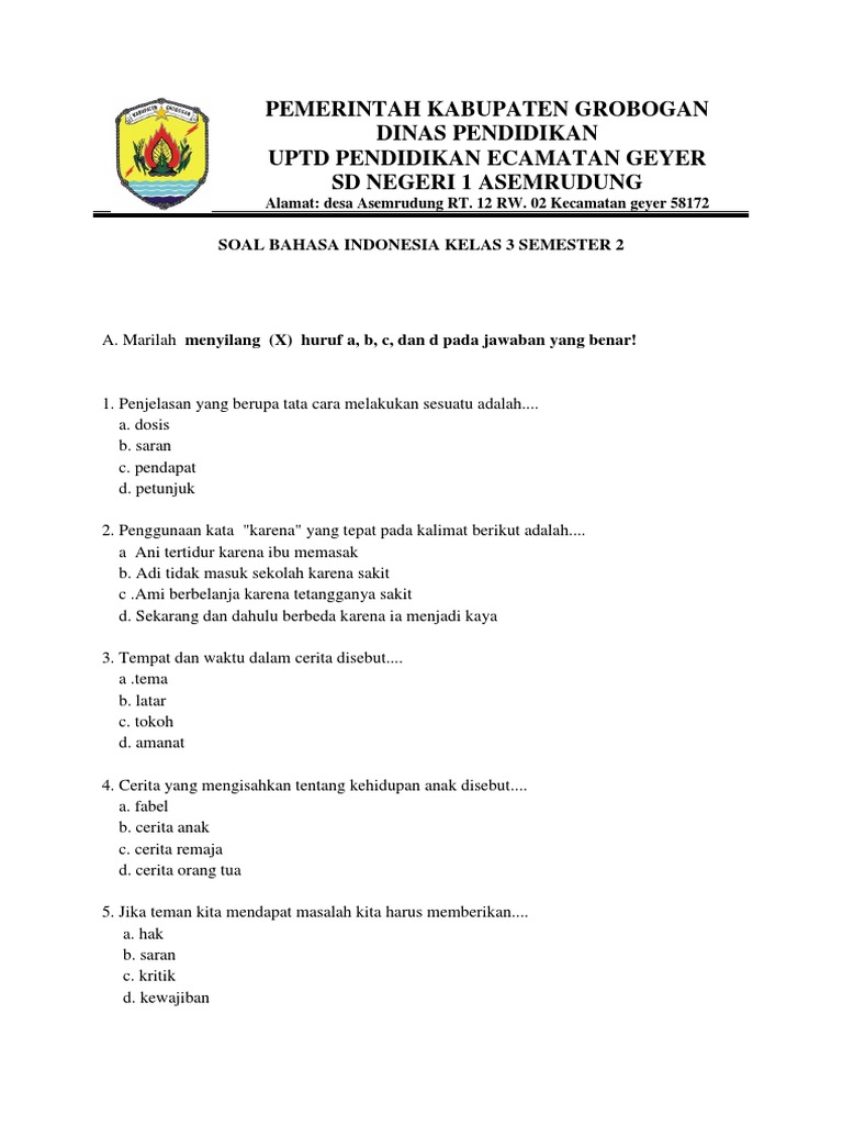 Wajib Tahu Bocoran Soal Bahasa Cirebon UKK Kelas 3 SD Agar Nilai Ujian Langsung Tinggi