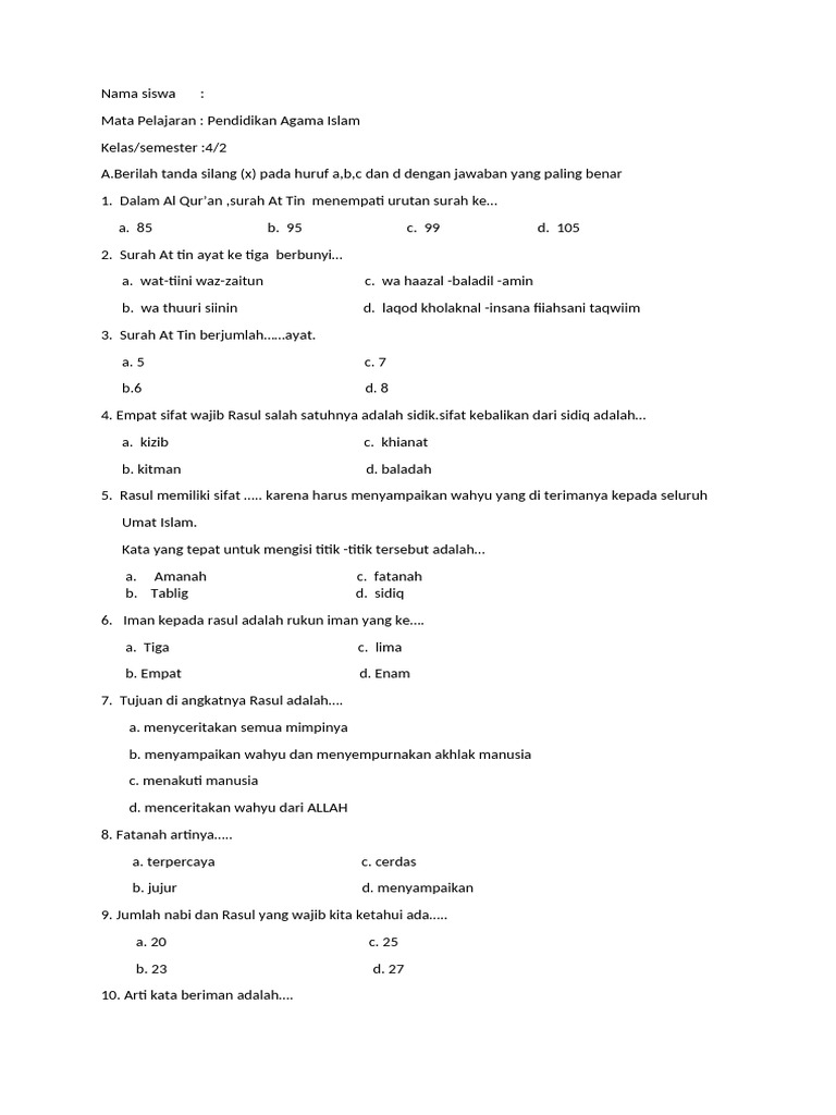 Wajib Tahu Bocoran soal agama islam uts kelas 4 semester 2 2019 Agar Nilai Sempurna Wajib Tahu Bocoran soal agama islam uts kelas 4 semester 2 2019 Agar Nilai Sempurna