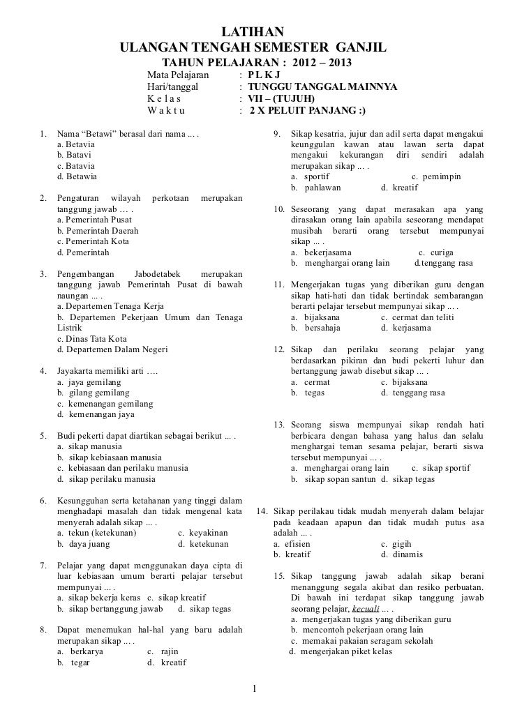 Wajib Tahu! Kumpulan Soal UTS Kelas 7 Semester 2 Kurikulum 2013 Paling Akurat