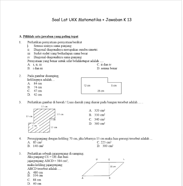 Wajib Tahu! Kumpulan Soal UTS Matematika Kelas 7 Semester 2 Kurikulum 2013 Terbaru Wajib Tahu! Kumpulan Soal UTS Matematika Kelas 7 Semester 2 Kurikulum 2013 Terbaru
