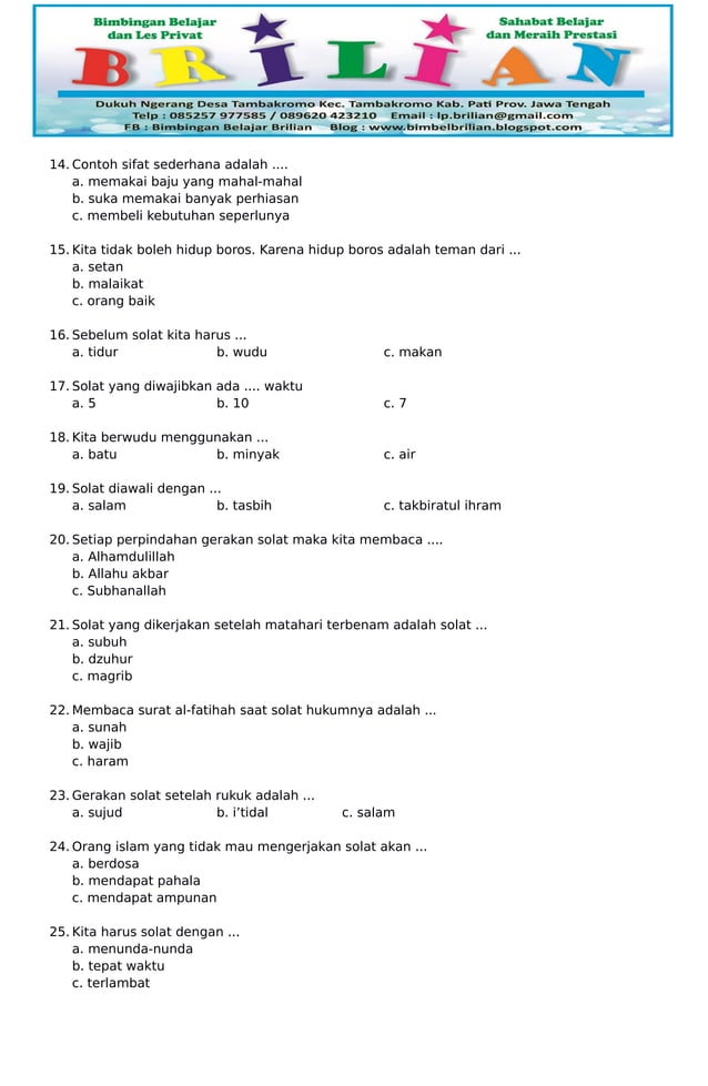 Wajib Tahu Kumpulan Soal UTS PAI Kelas 2 SD Agar Nilai Anak Langsung Meroket Wajib Tahu Kumpulan Soal UTS PAI Kelas 2 SD Agar Nilai Anak Langsung Meroket