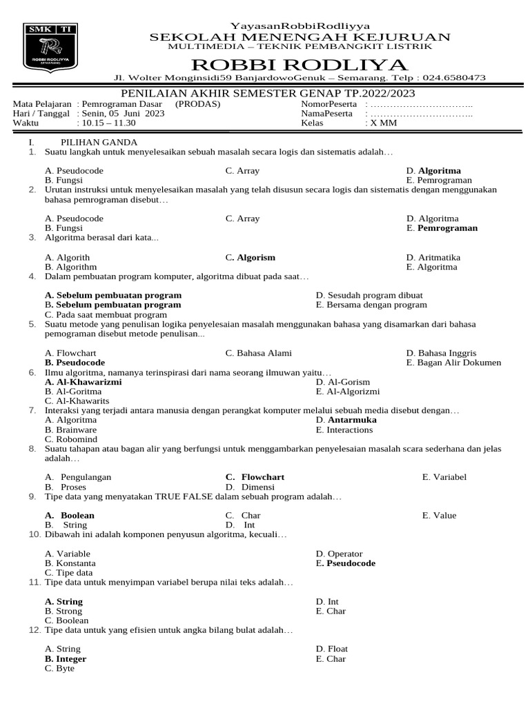 Alur Penyelesaian Masalah dalam Pemrograman PDF