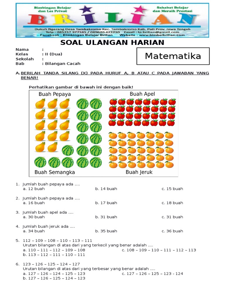 contoh soal kelas 2 tema 1 subtema 3