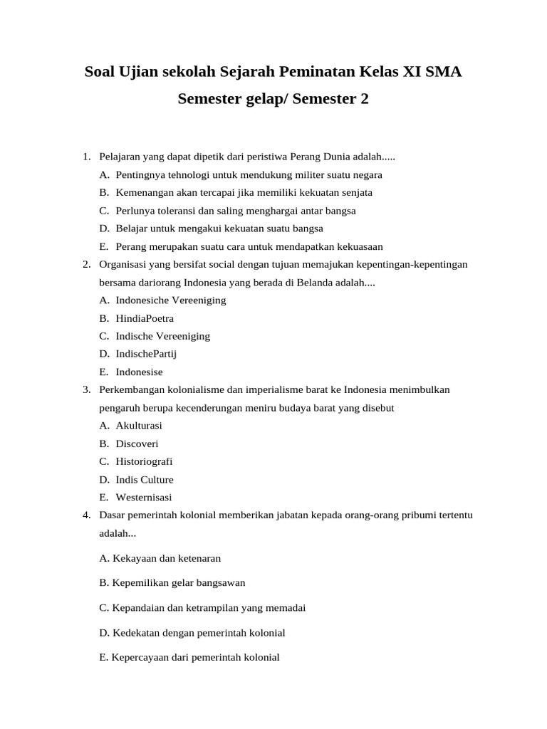 Contoh Soal Essay Kelas Xi Ips Sejarah Semester 2 Ummardhanny Yang Wajib Kamu Kuasai Sebelum Ujian Akhir